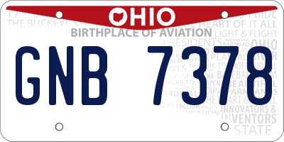 OH license plate GNB7378