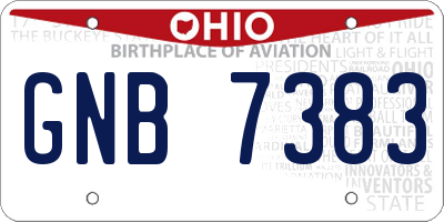 OH license plate GNB7383