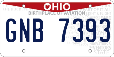 OH license plate GNB7393