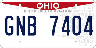 OH license plate GNB7404