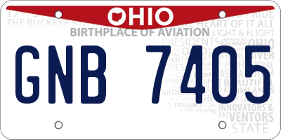OH license plate GNB7405
