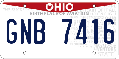 OH license plate GNB7416