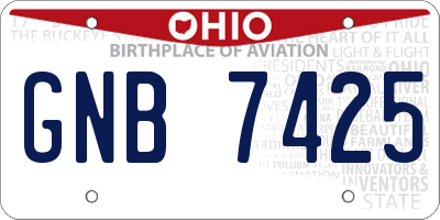 OH license plate GNB7425