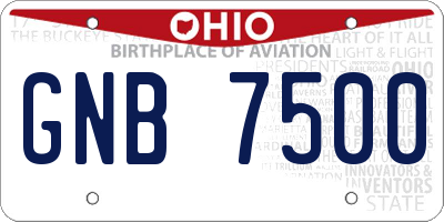 OH license plate GNB7500