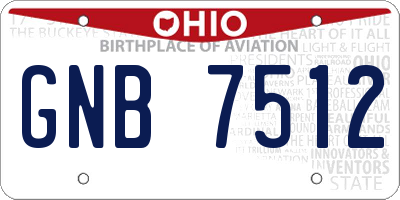 OH license plate GNB7512