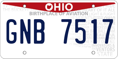 OH license plate GNB7517