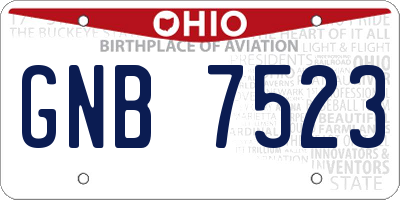 OH license plate GNB7523