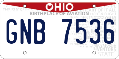 OH license plate GNB7536