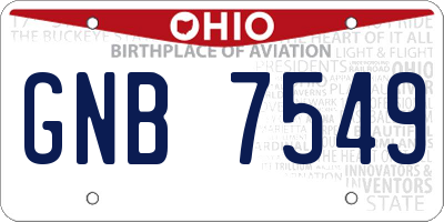 OH license plate GNB7549