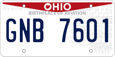 OH license plate GNB7601