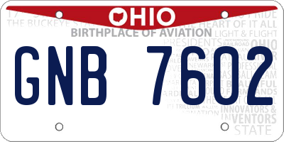 OH license plate GNB7602