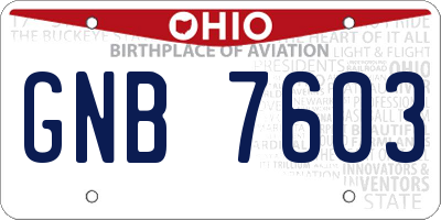 OH license plate GNB7603
