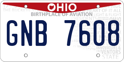 OH license plate GNB7608