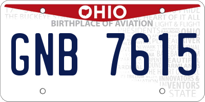 OH license plate GNB7615