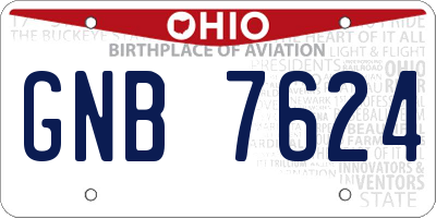 OH license plate GNB7624