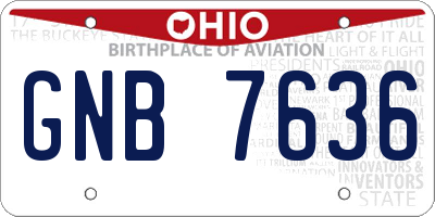 OH license plate GNB7636