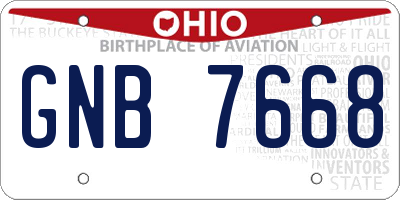 OH license plate GNB7668