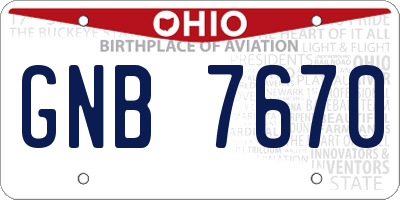 OH license plate GNB7670