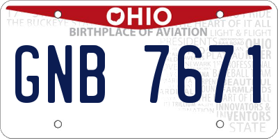 OH license plate GNB7671
