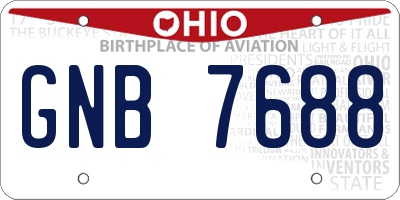 OH license plate GNB7688