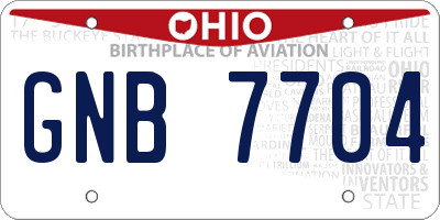 OH license plate GNB7704