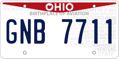 OH license plate GNB7711