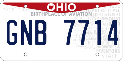 OH license plate GNB7714