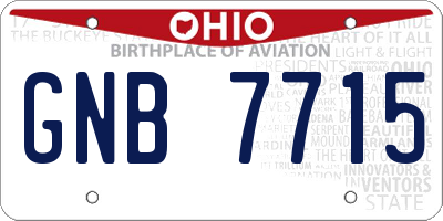 OH license plate GNB7715