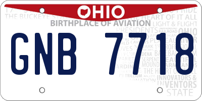OH license plate GNB7718