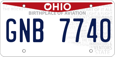 OH license plate GNB7740