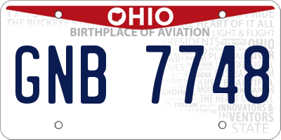 OH license plate GNB7748