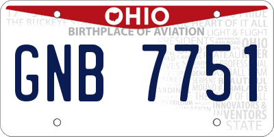 OH license plate GNB7751