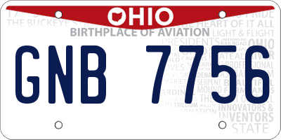 OH license plate GNB7756