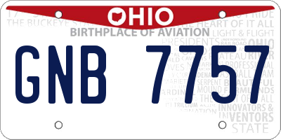 OH license plate GNB7757