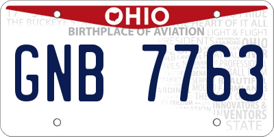 OH license plate GNB7763