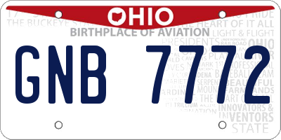 OH license plate GNB7772