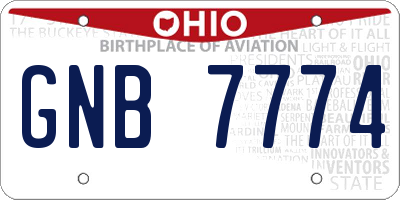OH license plate GNB7774