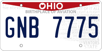 OH license plate GNB7775