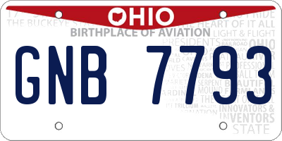 OH license plate GNB7793