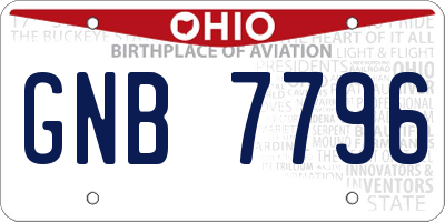 OH license plate GNB7796
