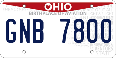 OH license plate GNB7800