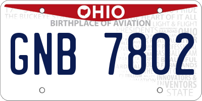 OH license plate GNB7802