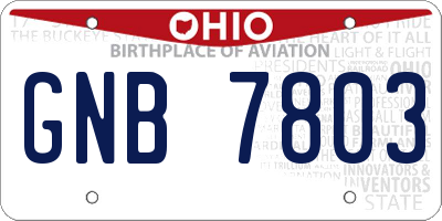 OH license plate GNB7803