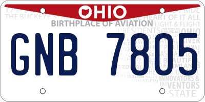 OH license plate GNB7805