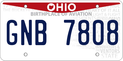 OH license plate GNB7808
