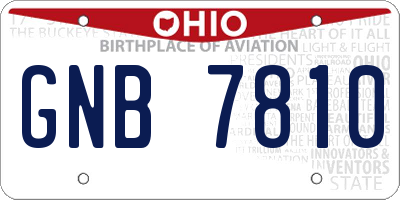 OH license plate GNB7810