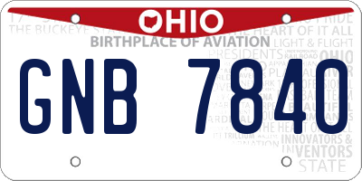 OH license plate GNB7840