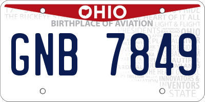 OH license plate GNB7849