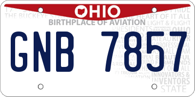 OH license plate GNB7857