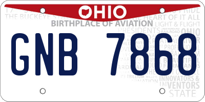 OH license plate GNB7868